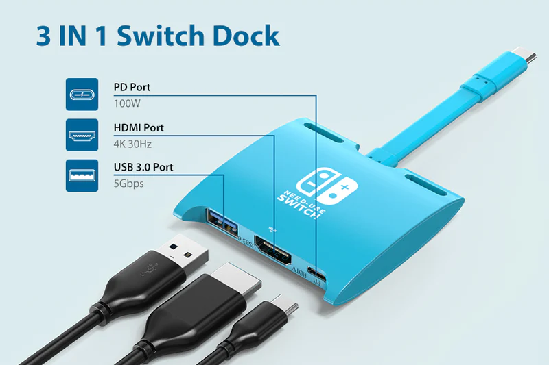 Chuyển đổi HUB USB-C 3 trong 1, HDMI 4K30Hz, USB3.0, PD100W CB40R