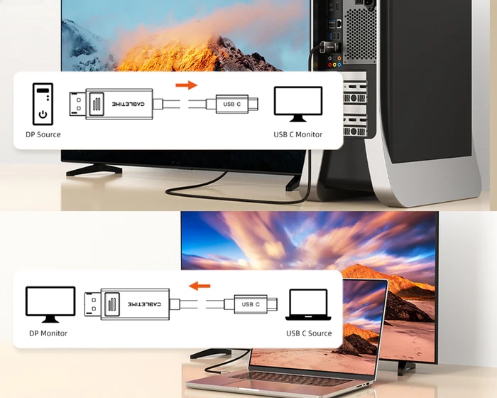 Cáp USB Type-C 8K 60Hz 6,6ft sang DisplayPort 4K 144Hz Dài 2M CC23L
