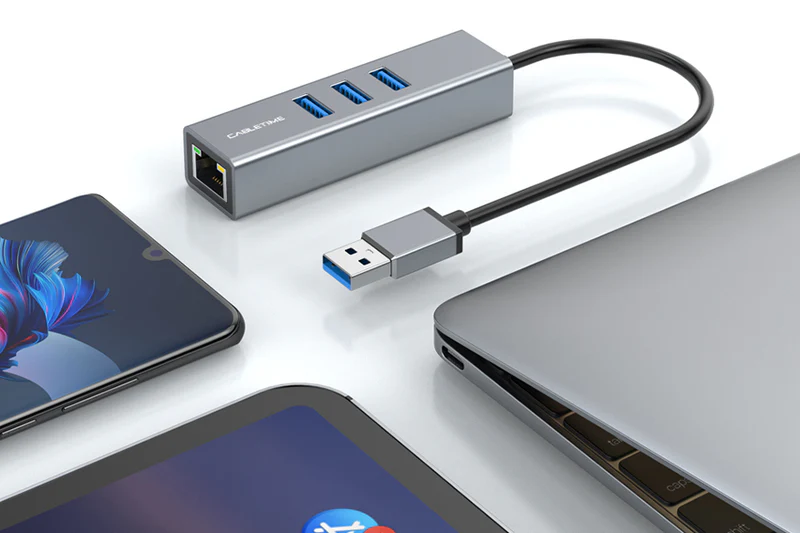 Bộ chuyển đổi USB 3.0 sang 3 cổng USB 3.0 và bộ chuyển đổi Gibabit Thernet CB55G
