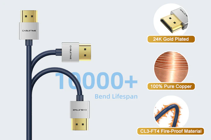 Dây cáp HDMI 4K 2.0 siêu mỏng cho máy chiếu, TiVi, PS4 dài 1M CH21K