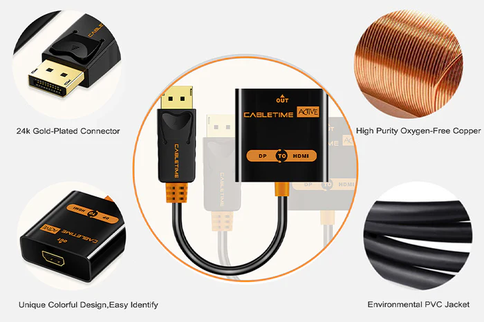 Bộ chuyển đổi Active DP Male sang HDMI Female 4K 30Hz CP20B