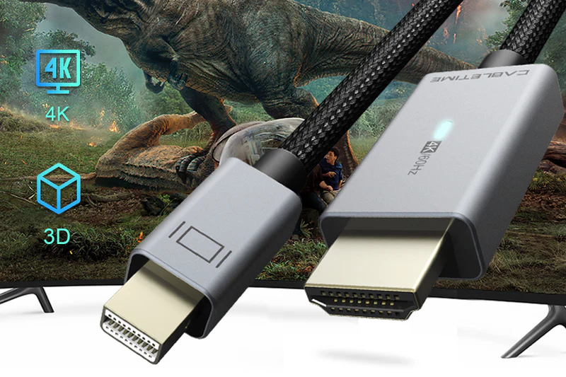 Cáp Mini DP sang HDMI 4K 30Hz có đèn báo LED Dài 1.8M CD46K