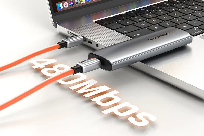 Cáp USB C PD240W 1. Đầu nối: USB C Nam mạ Nickle, dài: 2m, màu sắc: cam CU04L