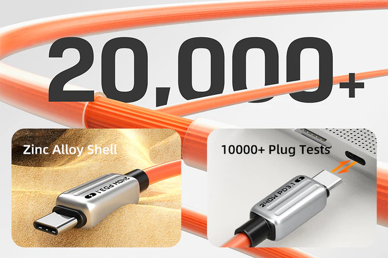 Cáp USB C PD240W 1. Đầu nối: USB C Nam mạ Nickle, dài: 2m, màu sắc: cam CU04L