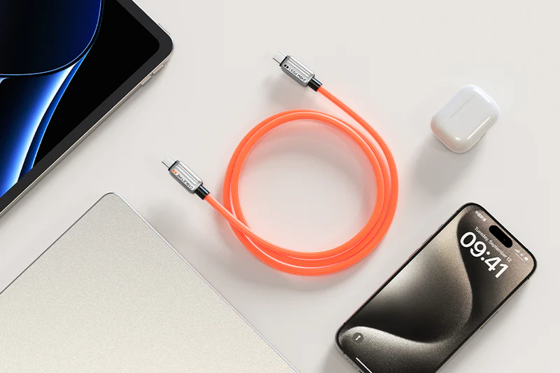 Cáp USB C PD240W 1. Đầu nối: USB C Nam mạ Nickle, dài: 1m, màu sắc: cam CU04H