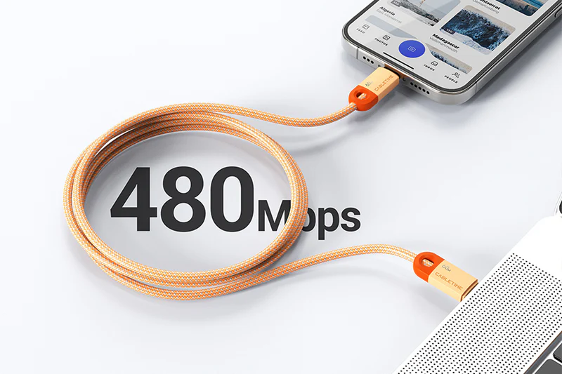 Đầu nối cáp USB C PD60W: USB C; Chiều dài: 2m, màu sắc: Xanh bện CUP3L