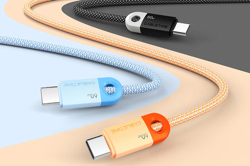 Đầu nối cáp USB C PD60W: USB C; Chiều dài: 2m, màu sắc: Xanh bện CUP3L