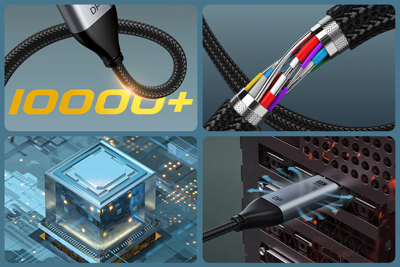 USB TYPE C TO DP 8K CÁP C TO DP MALE, CÁP 32AWG CÓ BỆN NYLON, 8K /60HZ, CE ROHS, chiều dài: 2m CC21L