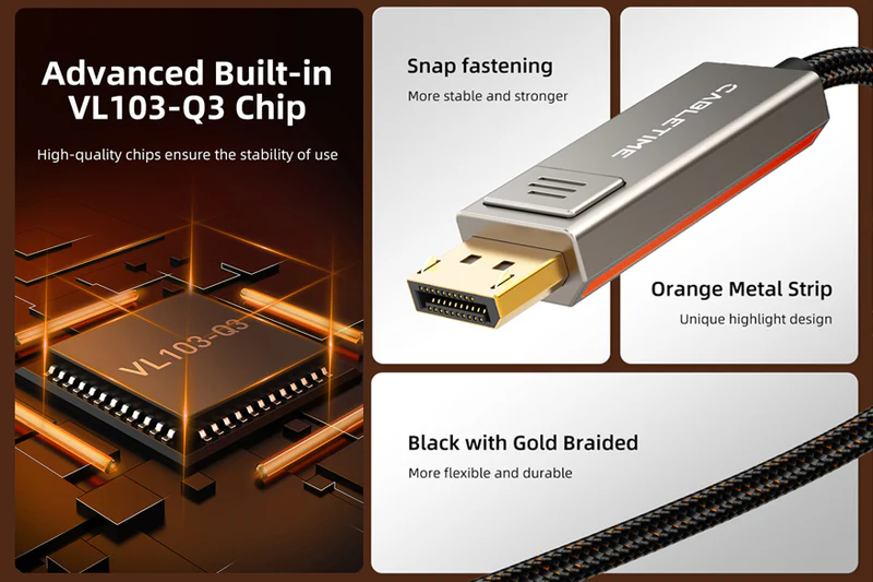 Cáp USB C to DisPlayPort 8K/60Hz, Male to Male, Mạ vàng, dài: 2m CC22L