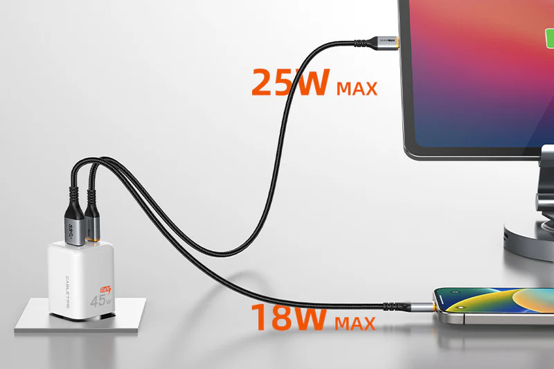 Bộ sạc USB C 45W Bộ sạc tường GaN USB C và USB A kép GA45W
