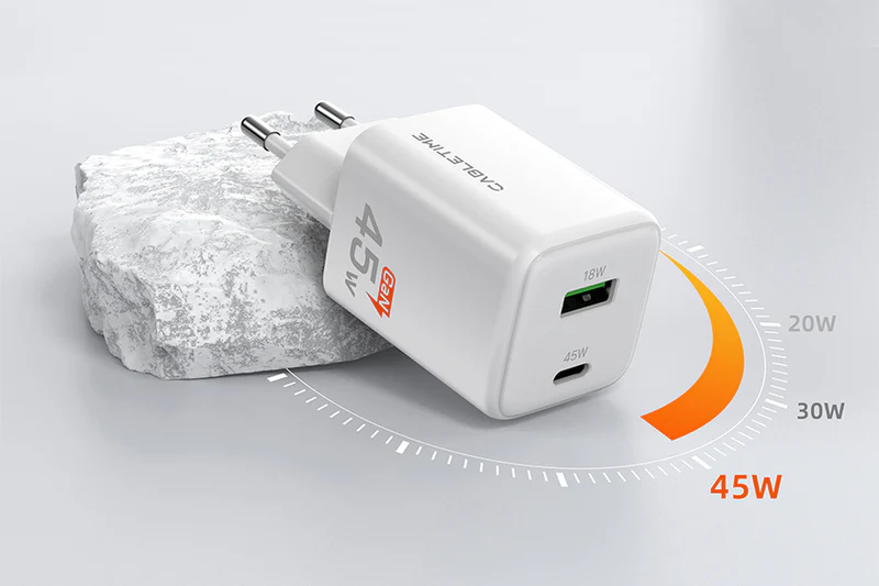 Bộ sạc USB C 45W Bộ sạc tường GaN USB C và USB A kép GA45W