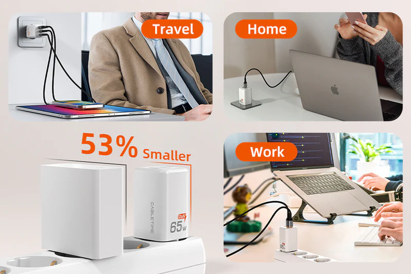 Bộ sạc USB-C GaN 65w di động, Cổng USB: 3 cổng GA65W