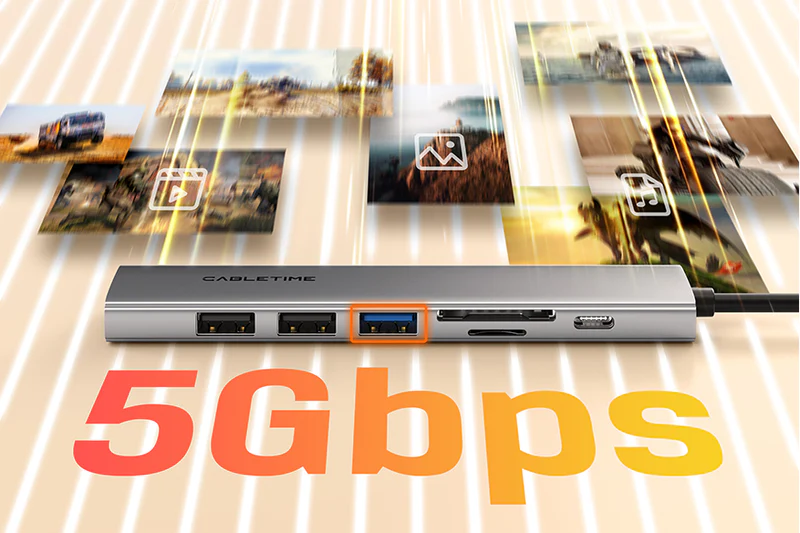 Hub USB-C 7 trong 1 đa cổng siêu mỏng cho Macbook Pro HB02G