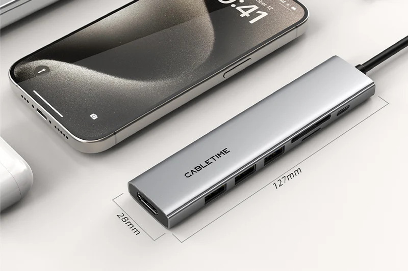 Hub USB-C 7 trong 1 đa cổng siêu mỏng cho Macbook Pro HB02G
