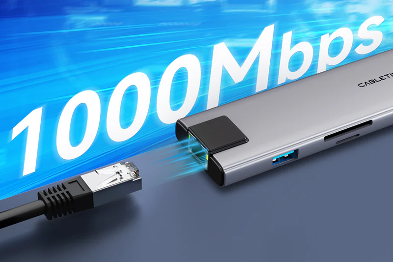 Hub USB-C 9 trong 1 có cổng sạc, HDMI 4K, giắc cắm âm thanh Ethernet HB03G