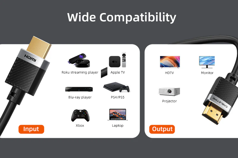 CÁP HDMI2.0 AM/AM, hỗ trợ 4k/60hz, Mạ vàng, Vỏ PVC màu đen, dài: 3m CH24N