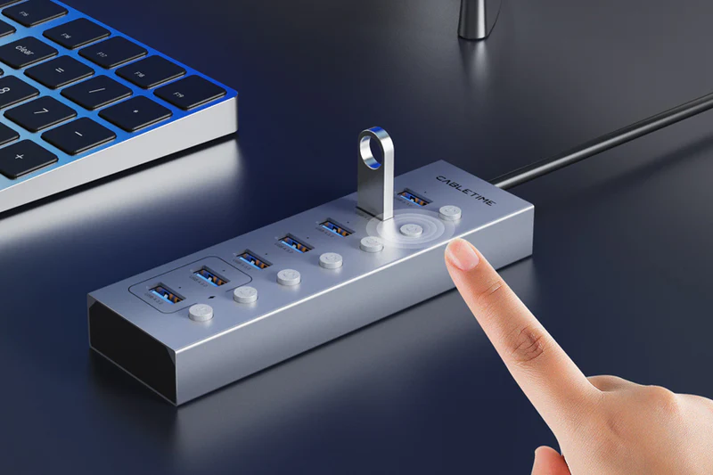 Đầu vào HUB USB-A 7-IN-1 sang USB 3.0: USB A 3.0; Đầu ra: 7×USB-A 3.0 5Gbps, tối đa 5V1.5A CB47G