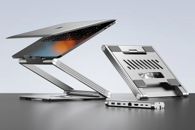 Đế máy tính xách tay xoay 360° với HUB 6 TRONG 1 CS51S