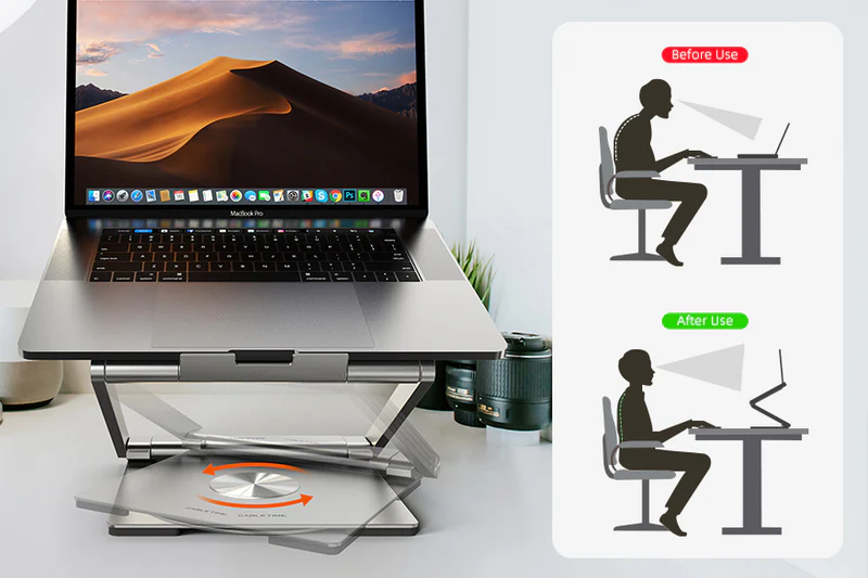 Đế máy tính xách tay xoay 360° với HUB 6 TRONG 1 CS51S