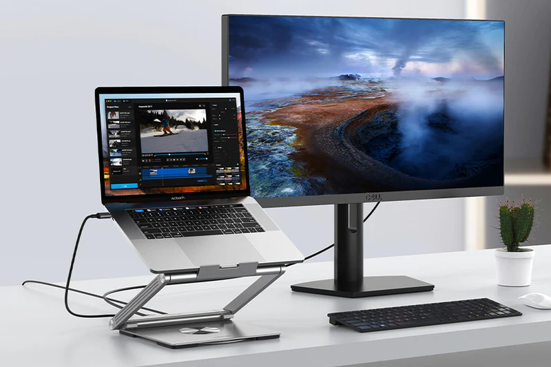 Đế máy tính xách tay xoay 360° với HUB 6 TRONG 1 CS51S