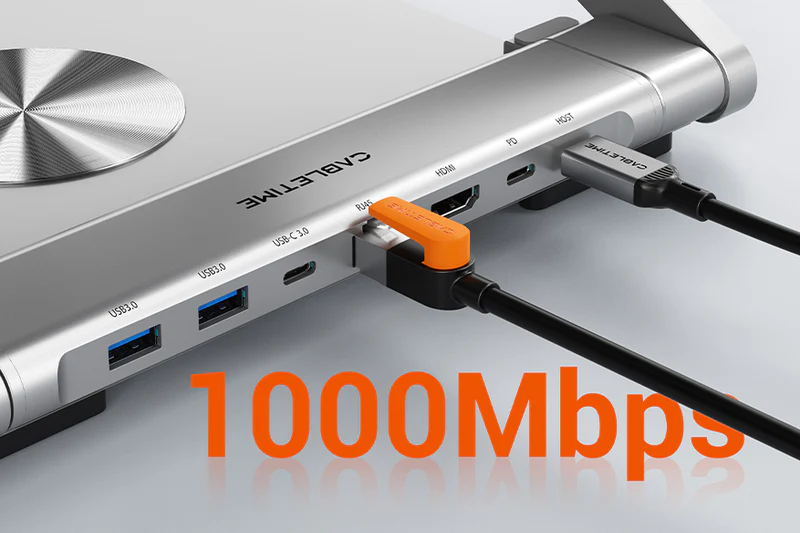 Đế máy tính xách tay xoay 360° với HUB 6 TRONG 1 CS51S