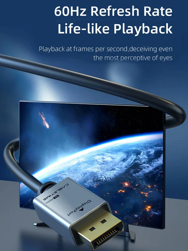 Cáp Displayport PREMIUM CABLETIME 1.2v Cáp Displayport sang Displayport Audio Video 4k/60hz, Vỏ bọc PVC