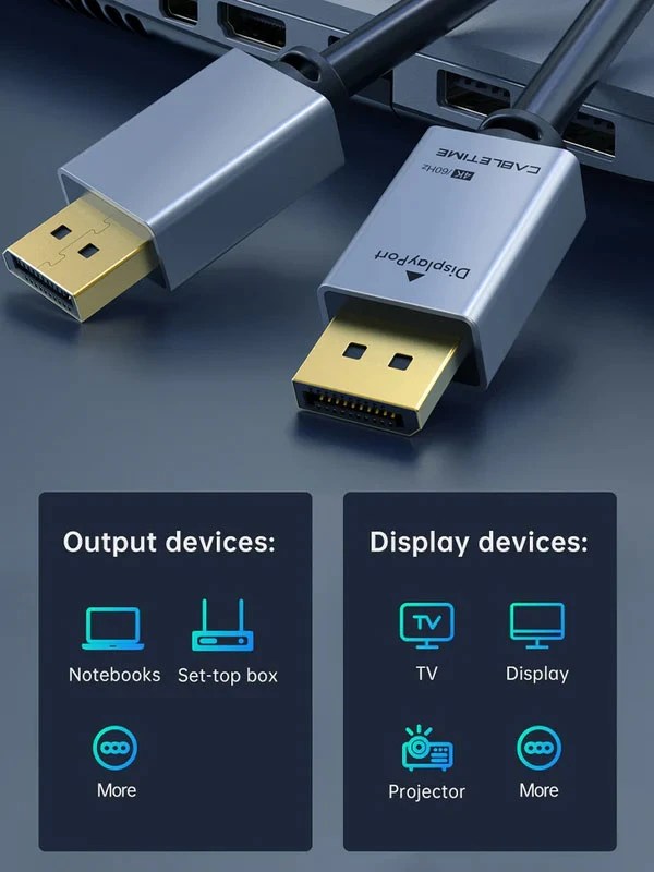 Cáp Displayport PREMIUM CABLETIME 1.2v Cáp Displayport sang Displayport Audio Video 4k/60hz, Vỏ bọc PVC