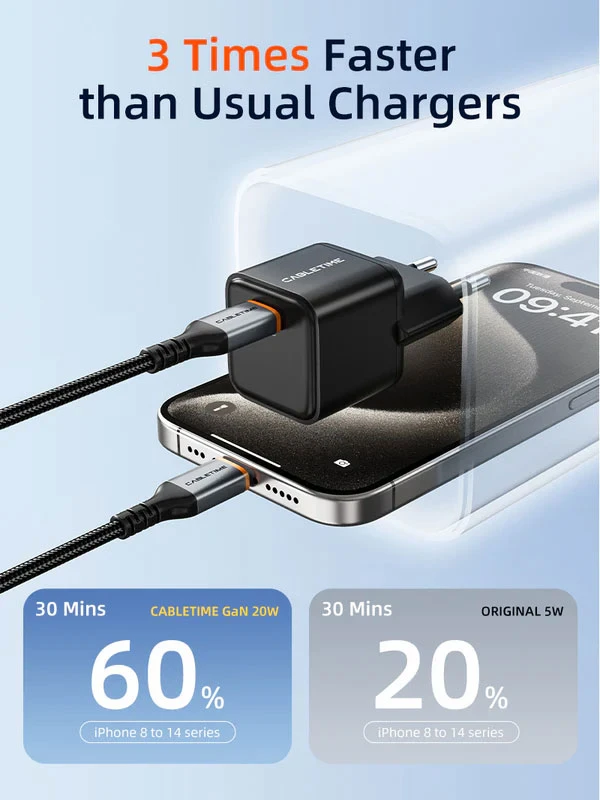 Củ sạc 20W GaN hỗ trợ PD3.0
