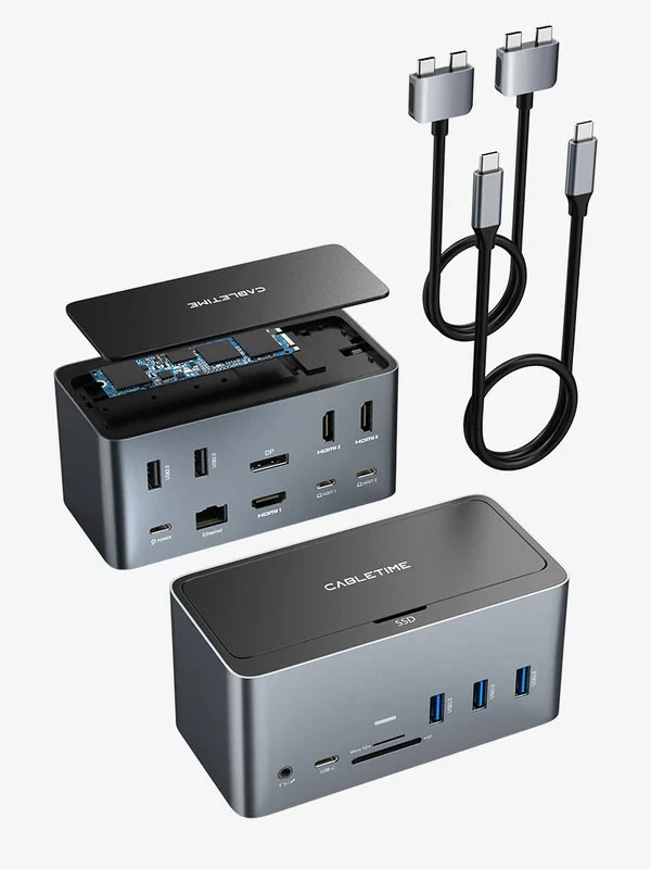 Trạm docking Multiport USB-C 16 trong 2 Host USB-C kép