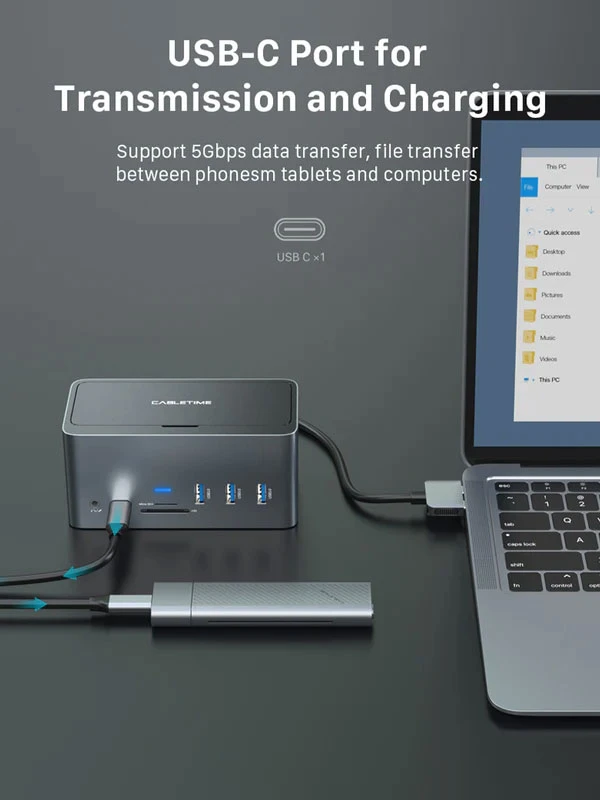 Trạm docking Multiport USB-C 16 trong 2 Host USB-C kép