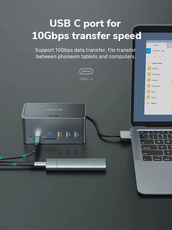 Trạm docking Multiport USB-C 16 trong 2 Host USB-C kép với SSD NVME 10Gbps