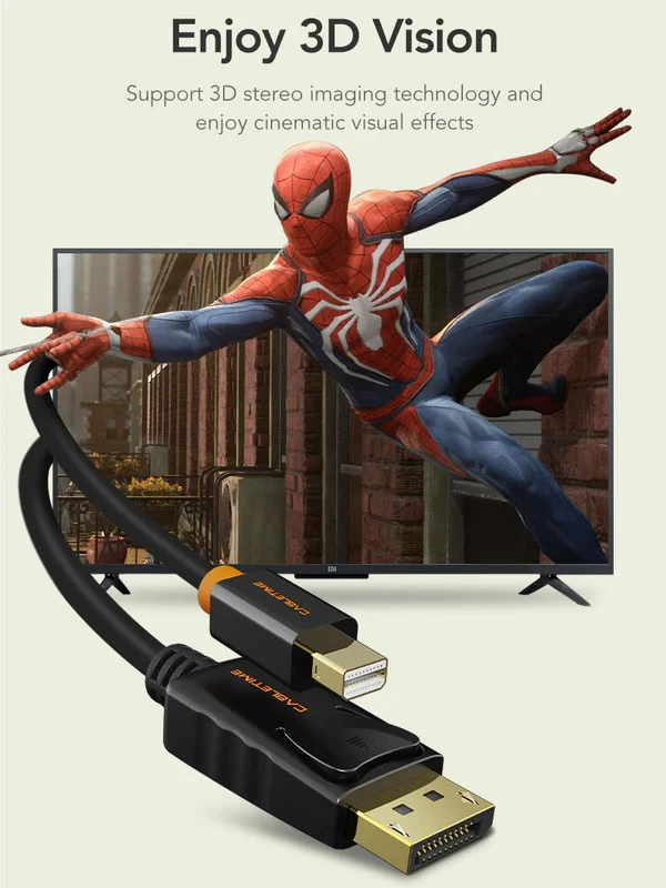 Cáp Mini DisplayPort to DisplayPort, Cabletime Mini DP to DP Cable Adapter, hỗ trợ độ phân giải 4K, màu trắng