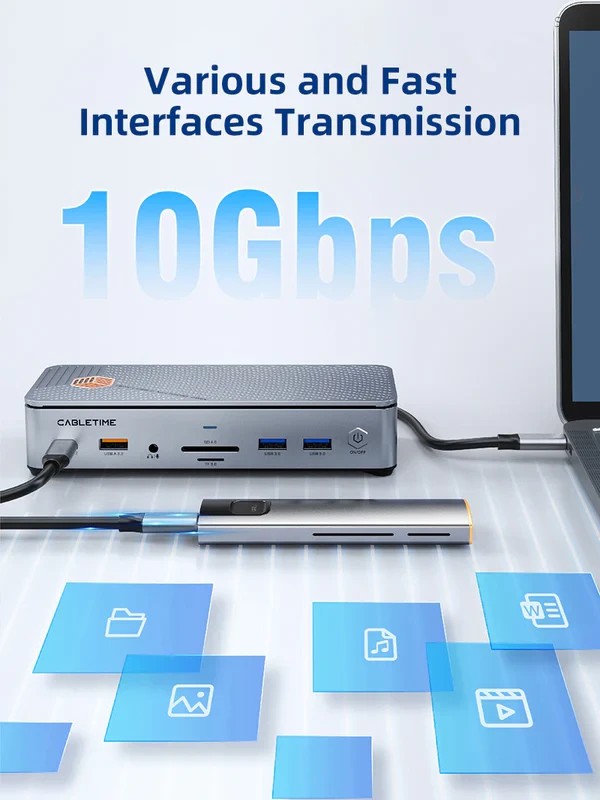 Trạm kết nối đa cổng USB-C 15 trong 1 8K với SSD NVME 10Gbps
