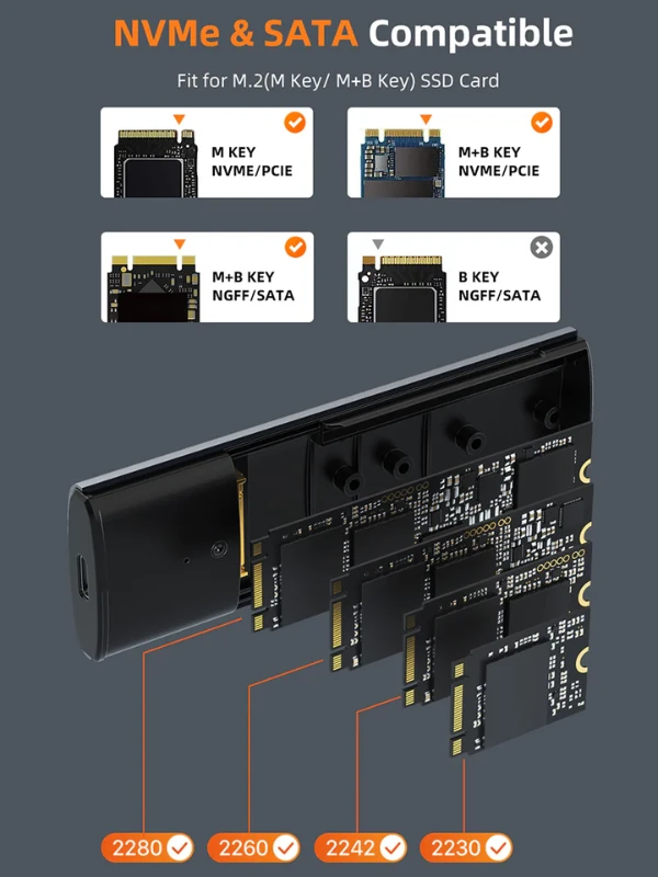 Vỏ ổ cứng SSD M.2 SATA sang NVMe 10Gbps USB C