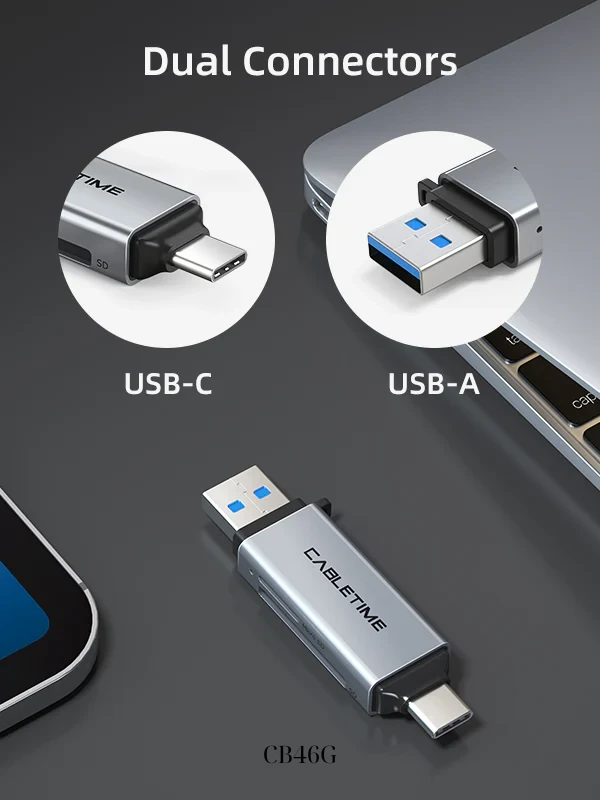 Đầu đọc thẻ USB 3.0 A + USB Type C, hỗ trợ đọc thẻ SD/TF, tốc độ 5Gbps