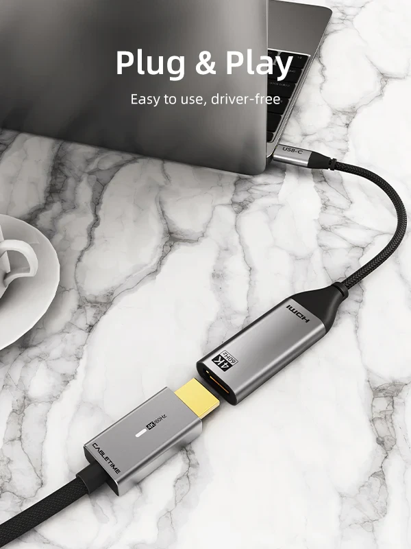 Cáp chuyển đổi USB TYPE C sang HDMI, loại đồng trục TPE với vỏ nylon, 4K/60HZ