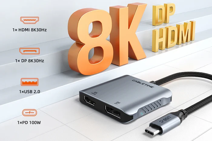 Bộ chuyển đổi USB C sang HDMI và DP 8K CB71G