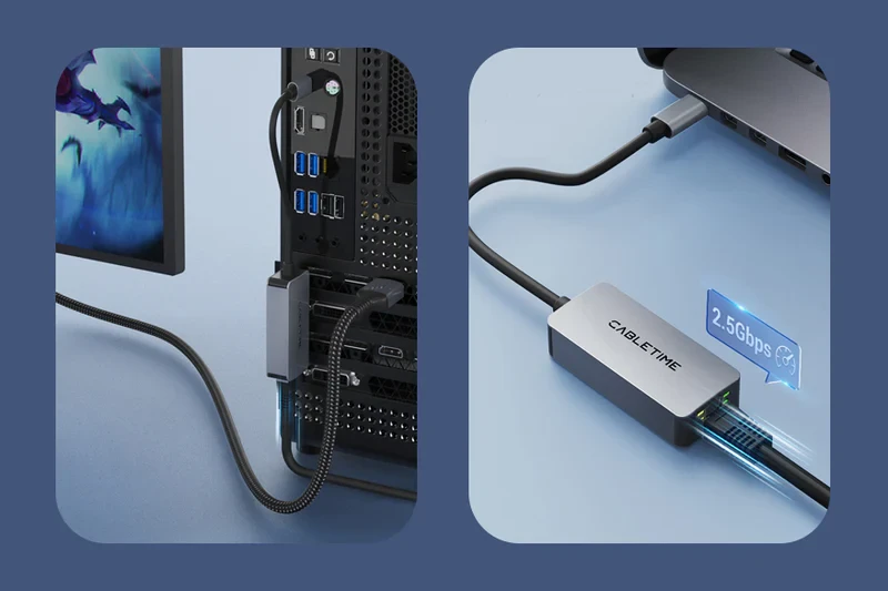 Bộ chuyển đổi USB C 3.0 sang RJ45 2.5Gbps CB57G