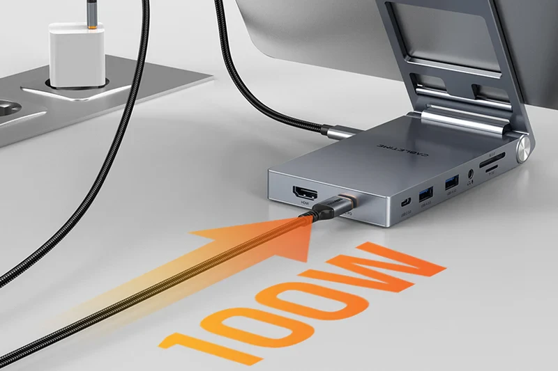 Hub USB C 8 TRONG 1 chân đế có thể gập lại cho máy tính bảng, iPad Pro, Android CB04G