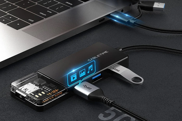 Bộ chuyển đổi Type C sang 4 cổng USB 3.0 Hub 5Gbps cho Mac Dài 0.2M CB03B