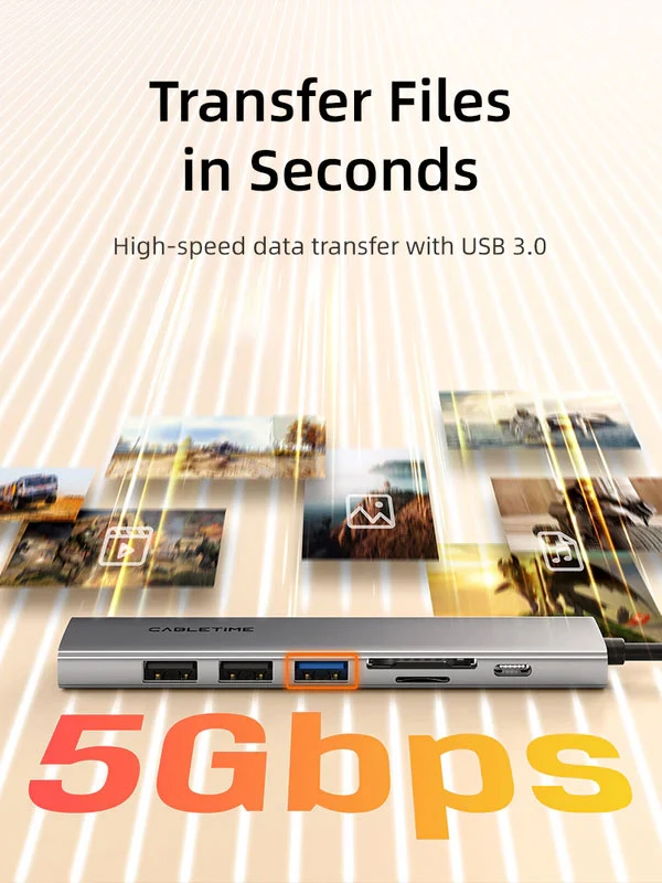 ECO 7-IN-1 USB C HUB 4K30Hz, 5Gbps
